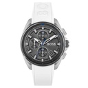 BOSS Volane Chronograph 44mm Quartz Grey Dial Steel Case White Rubber Strap Watch 1513948