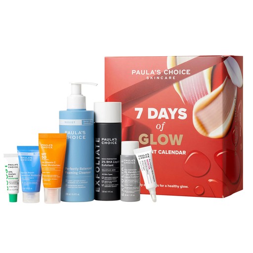 Paula's Choice 7 Days of Glow Advent Calendar with 2% BHA, Peptide Booster & 5% Vitamin C Sheer Moisturizer SPF 50