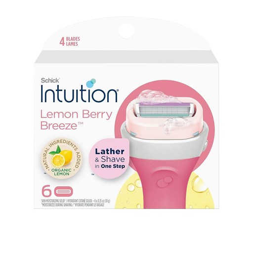 شيك انتويشن قطع غيار ماكينة حلاقة نسائية ب ليمون بيري 3 راسSchick Intuition Lemon Berry Breeze Refill Blade Cartridges f