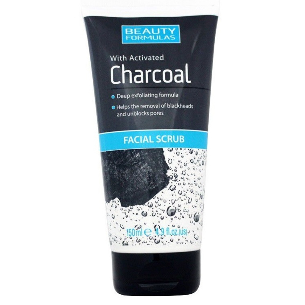 BEAUTY FORMULAS FACIAL SCRUB WITH ACTIVATED CHARCOAL EXFOLIATING NEW 150ML