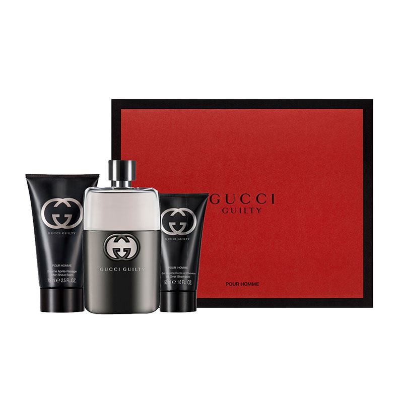 GUCCI GUILTY POUR HOMME 90ML EDT + AFTER SHAVE 75ML + SHOWER GEL 50ML FOR MEN