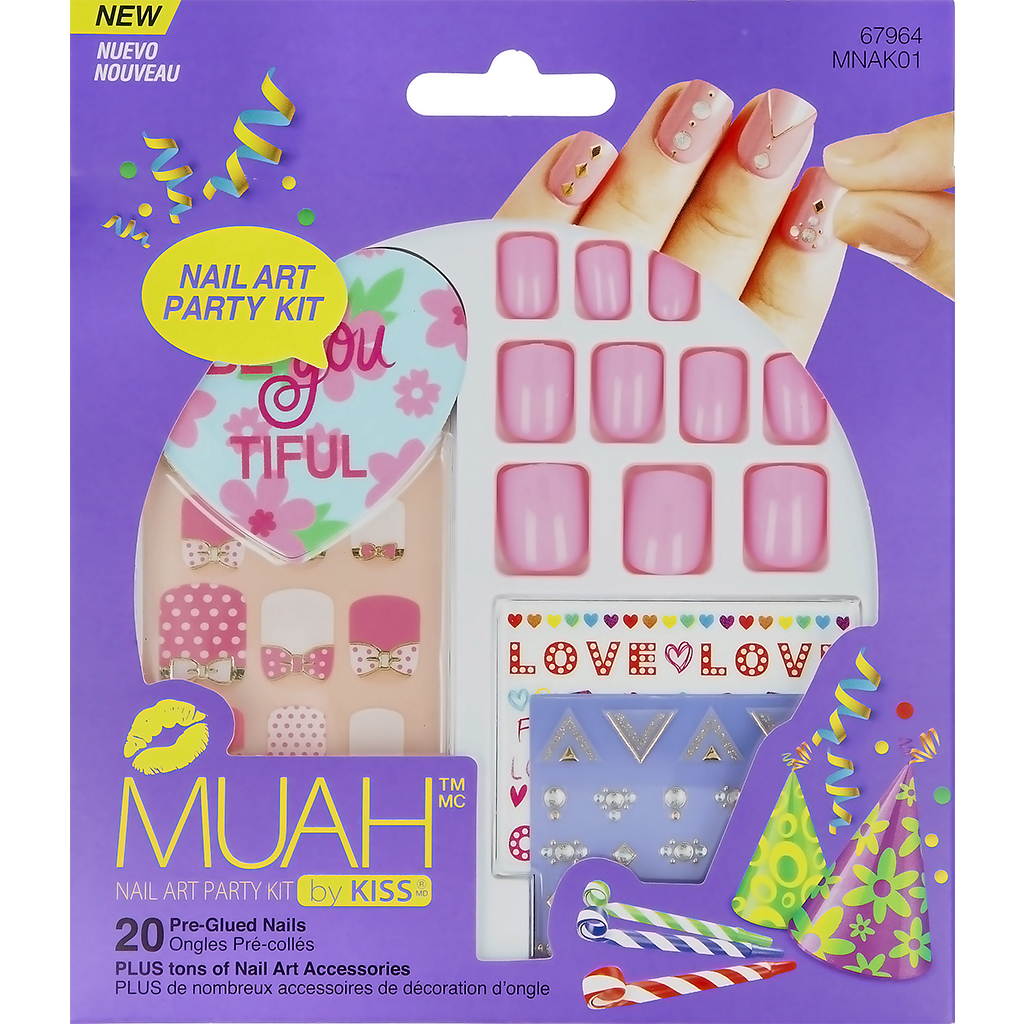 KISS MUAH NAIL ART PARTY KIT 20 NAILS