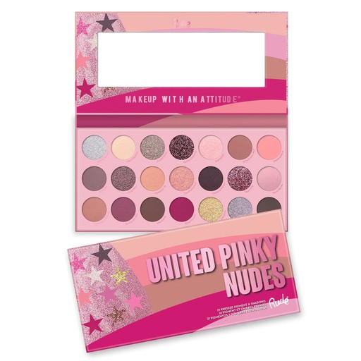 Rude United Pinky Nudes 21 Pressed Pigment & Shadows Palette 21 Colors