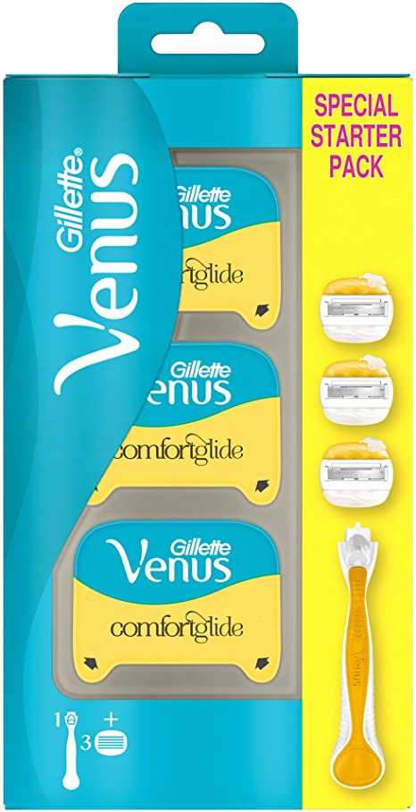 Gillette Venus Comfortglide With Olay 2 in 1 Women's Razor Plus 2 Blade Refills with Shaving Gel Bars