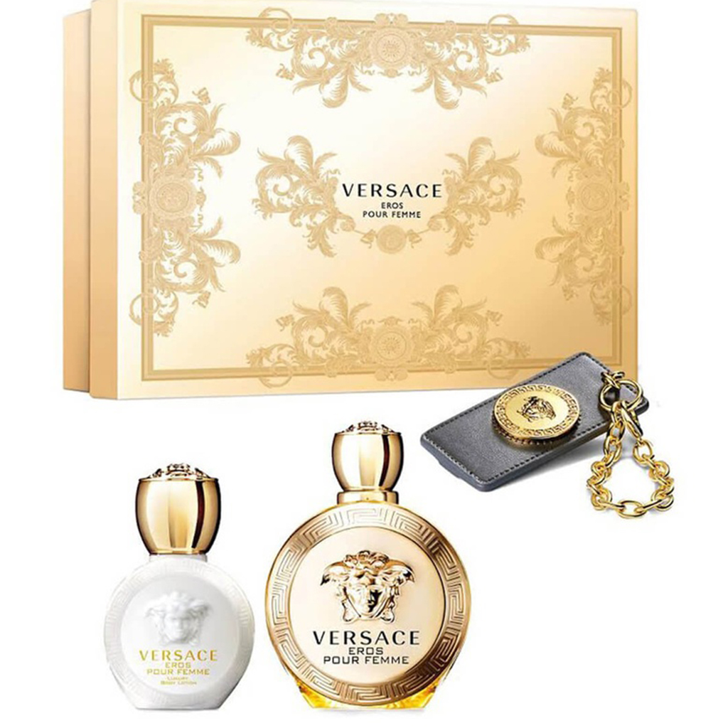 VERSACE EROS WOMEN 100ML EDP +50ML BODY LOTION + MEDAL