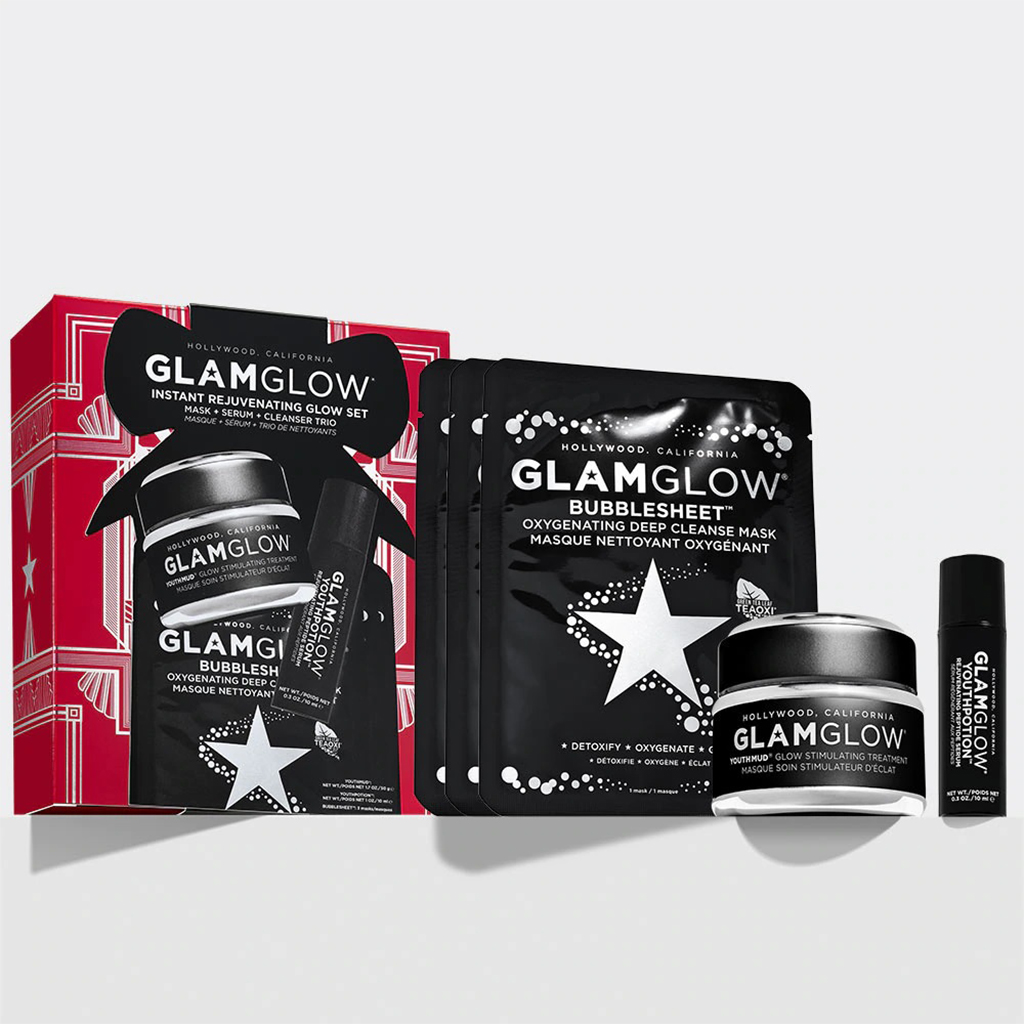 GlamGlow Instant Rejuvenating Glow YOUTHMUD Mask Serum Cleanser Trio Set