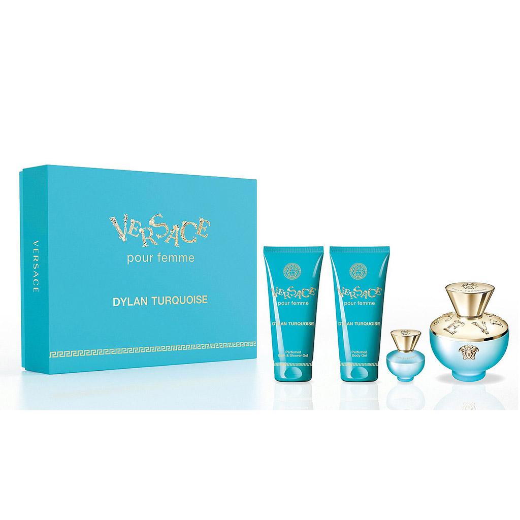 VERSACE Dylan Turquoise EDT 100ML SET + BODY GEL 100ML + SHOWER GEL 100 ML + 5ML EDT