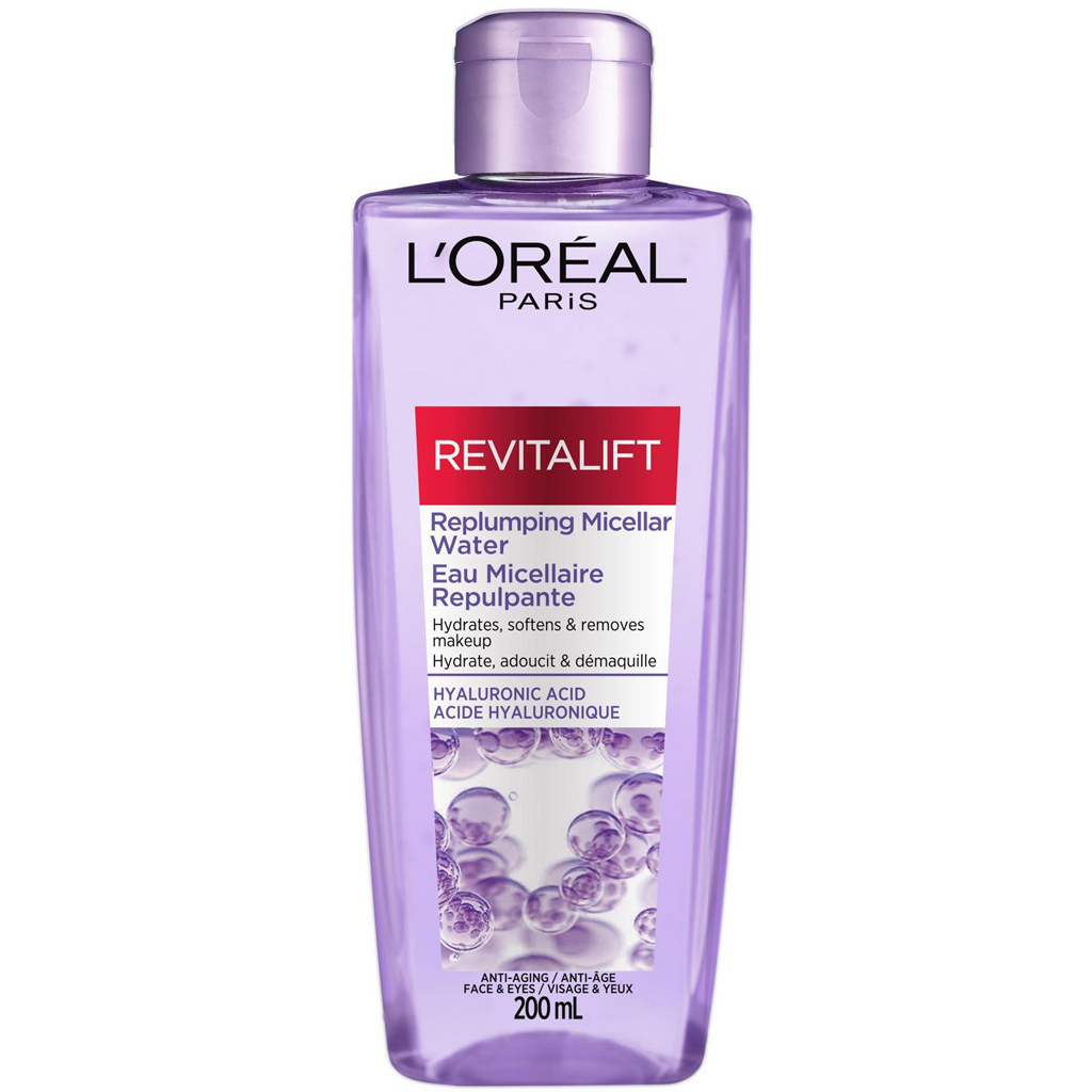 LOreal Paris Revitalift Replumping Micellar Water Face Wash Cleanser and Make Up Remover with Hyaluronic Acid 200ml