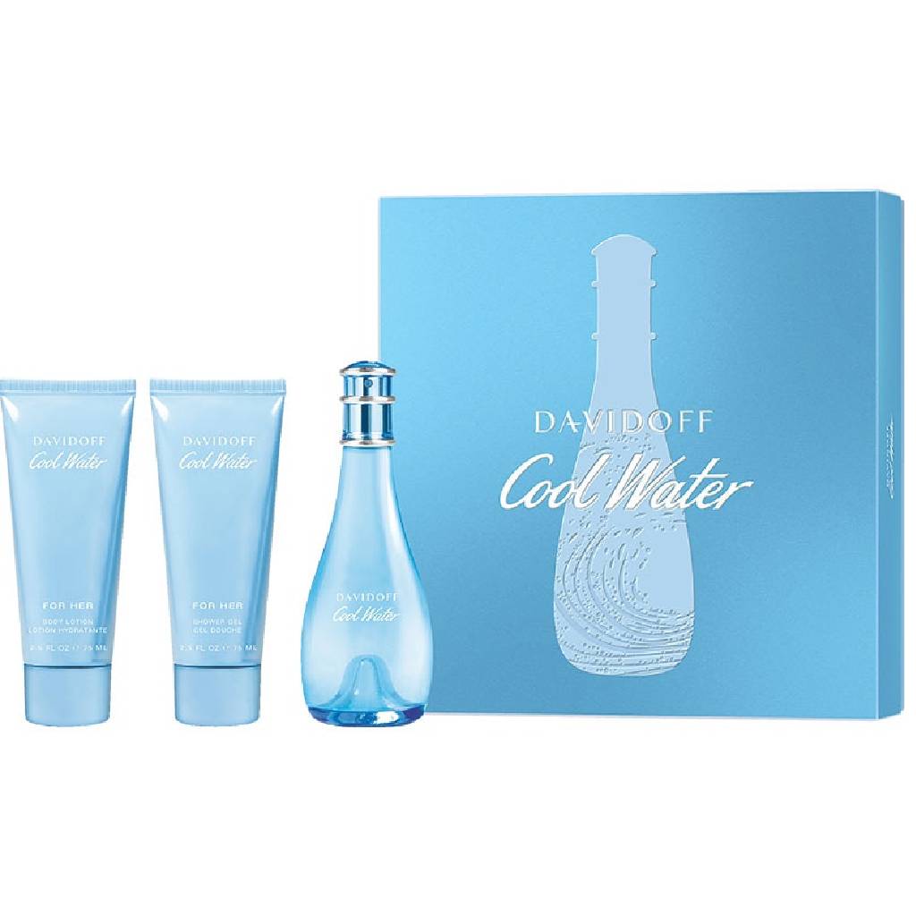 DAVIDOFF COOL WATER WOMAN SET 100ML EDT + 75ML BODY LOTION + 75ML SHOWER GEL