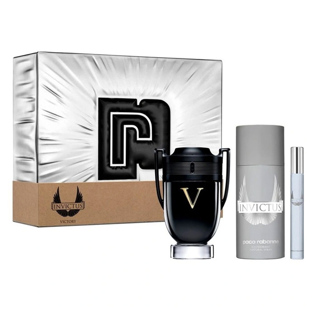 PACO RABANNE INVICTUS VICTORY TRIO SET  EDP 100ML + DEO 150ML + MINI 10ML