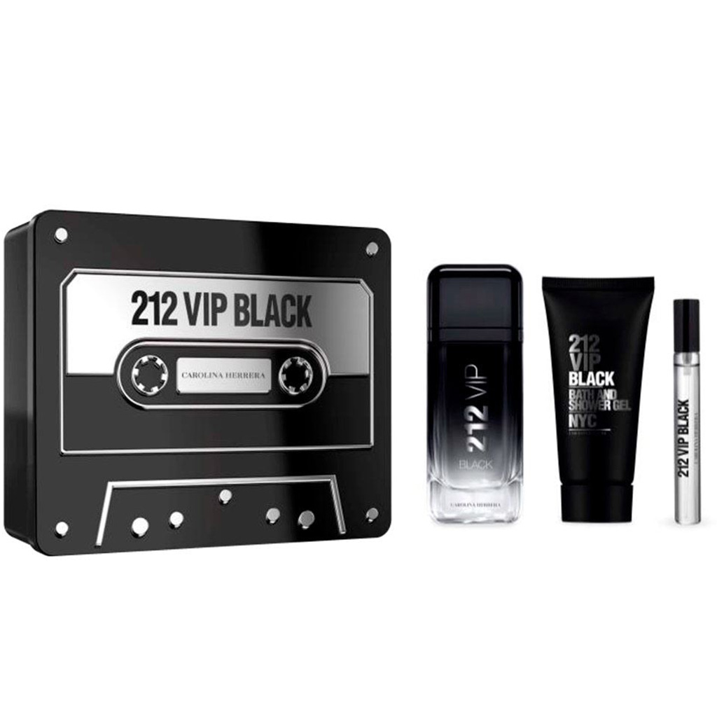 CAROLINA HERRERA 212 VIP BLACK SET EDP 100ML + SHOWER GEL 100L + MINI 10ML