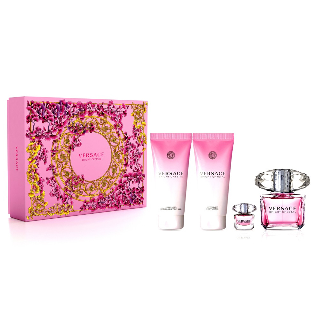 VERSACE BRIGHT CRYSTAL SET EDT 90ML + BODY LOTION 100ML + SHOWER GEL 100ML + MINI 5ML