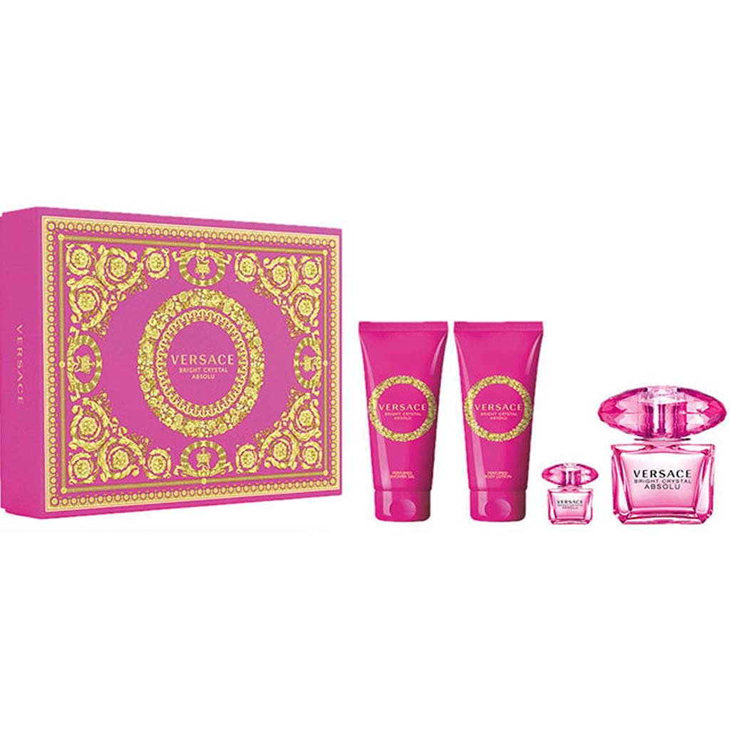 VERSACE BRIGHT CRYSTAL ABSOLU SET EDP 90ML + MINI 5ML + SHOWER GEL + BODY LOTION