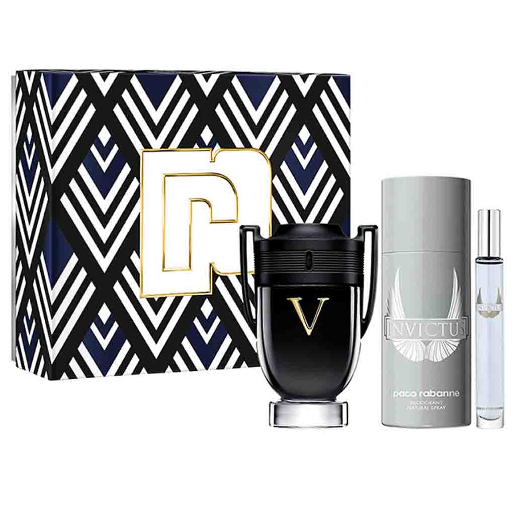 PACO RABANNE INVICTUS VICTORY SET 3 PCS 100ML EDP + 10ML EDP + DEO. SPRAY 150ML