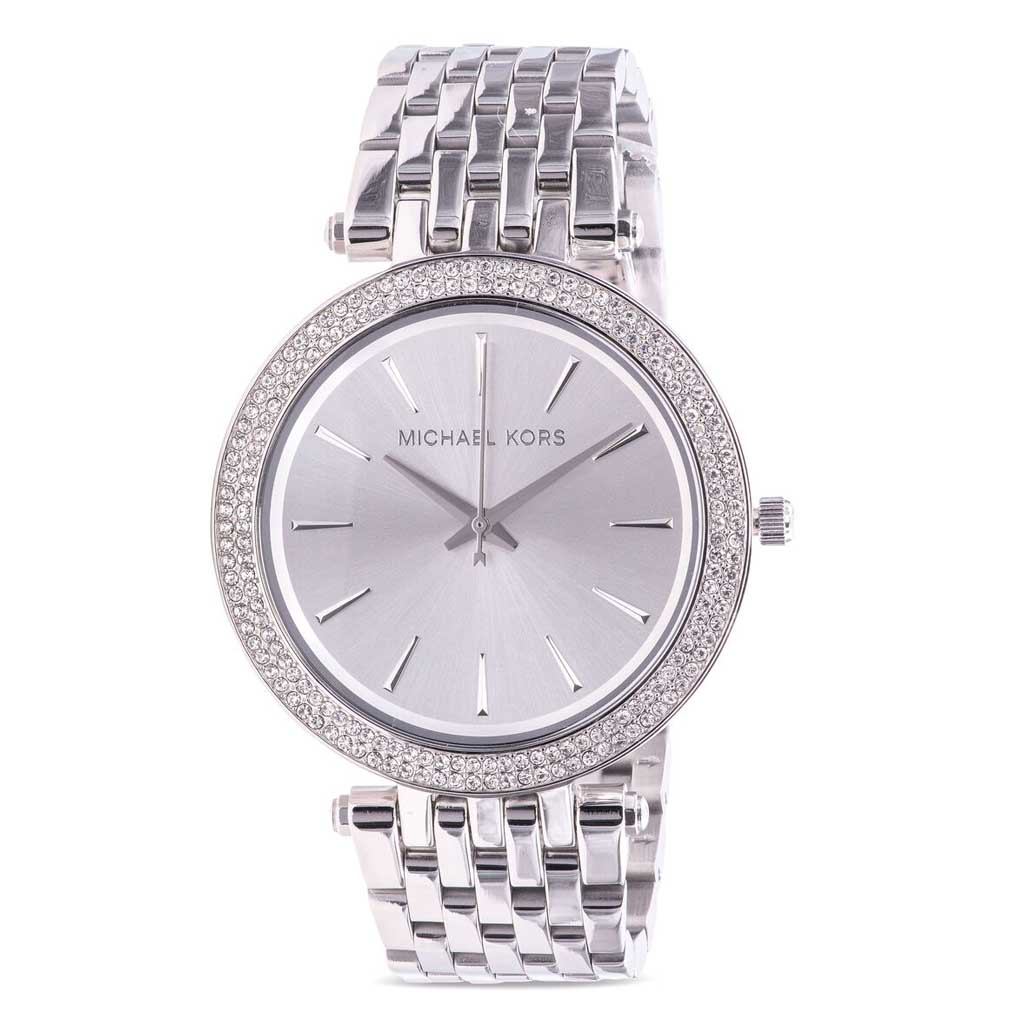 Michael Kors Darci Silver Dial Pave Bezel Ladies Watch MK3190