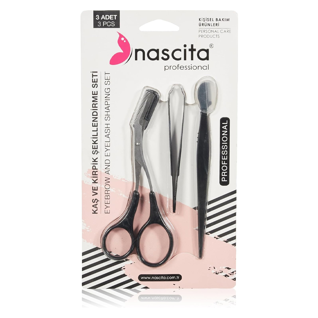 طقم تشكيل الرموش والحواجب (مقص مع مشط + ملقط + شفرة ) Nascita face set