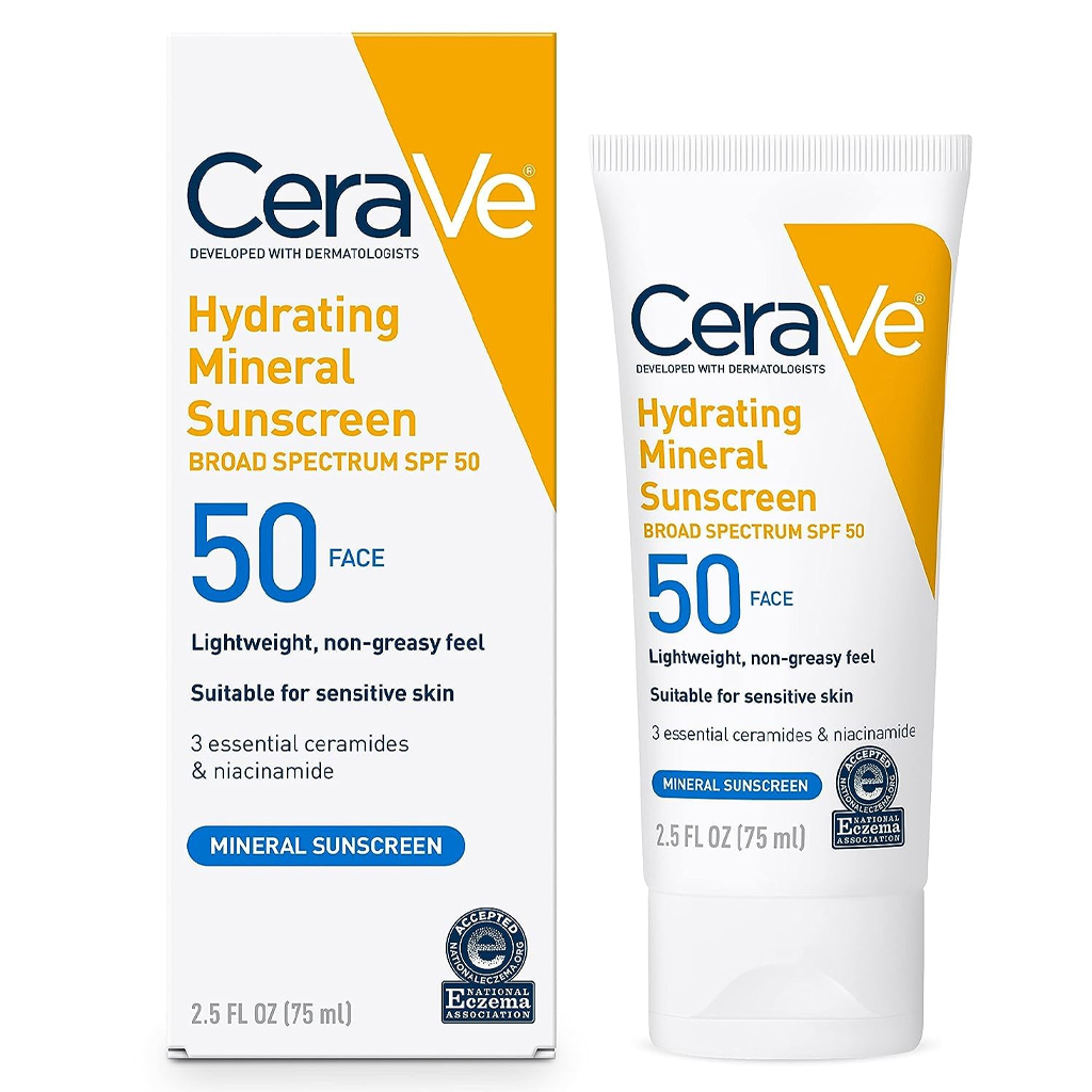 CERAVE Hydrating Mineral Face Sunscreen SPF 50 75ml