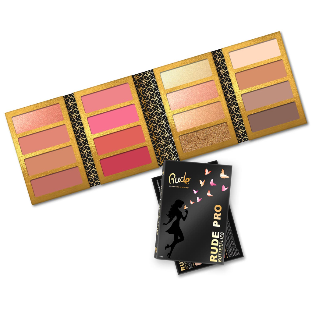 Rude Pro Butterflies Blush / Highlight / Contour Palette