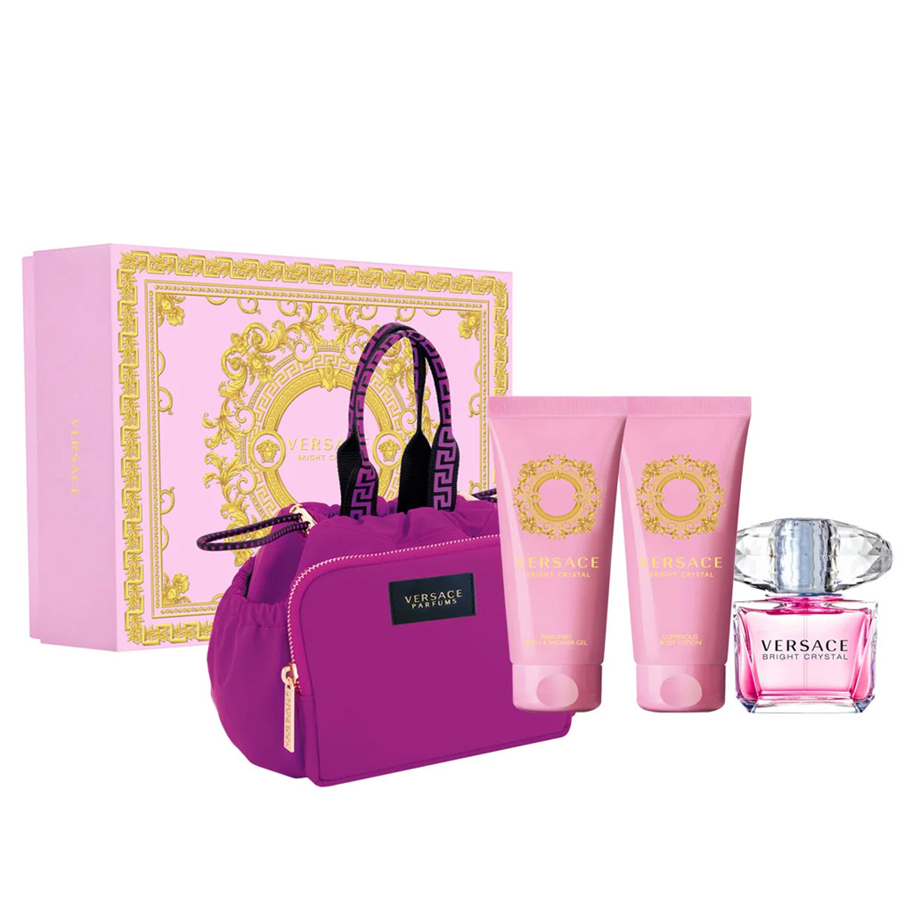 Versace Bright Crystal Set 4 Pcs 90ML EDT + SG + BL + Bag