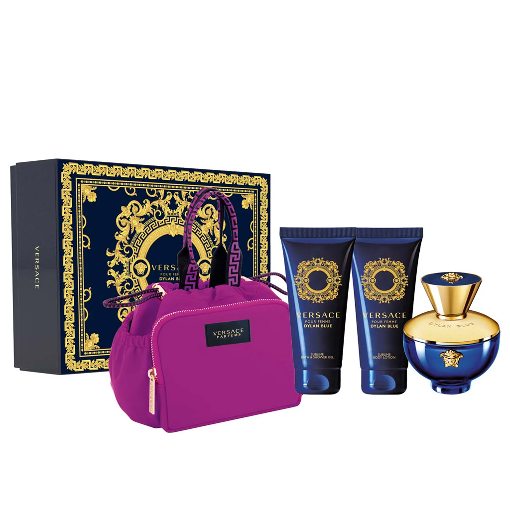 Versace Dylan Blue Women Set 4 Pcs 100ML EDP + SG + BL + Bag