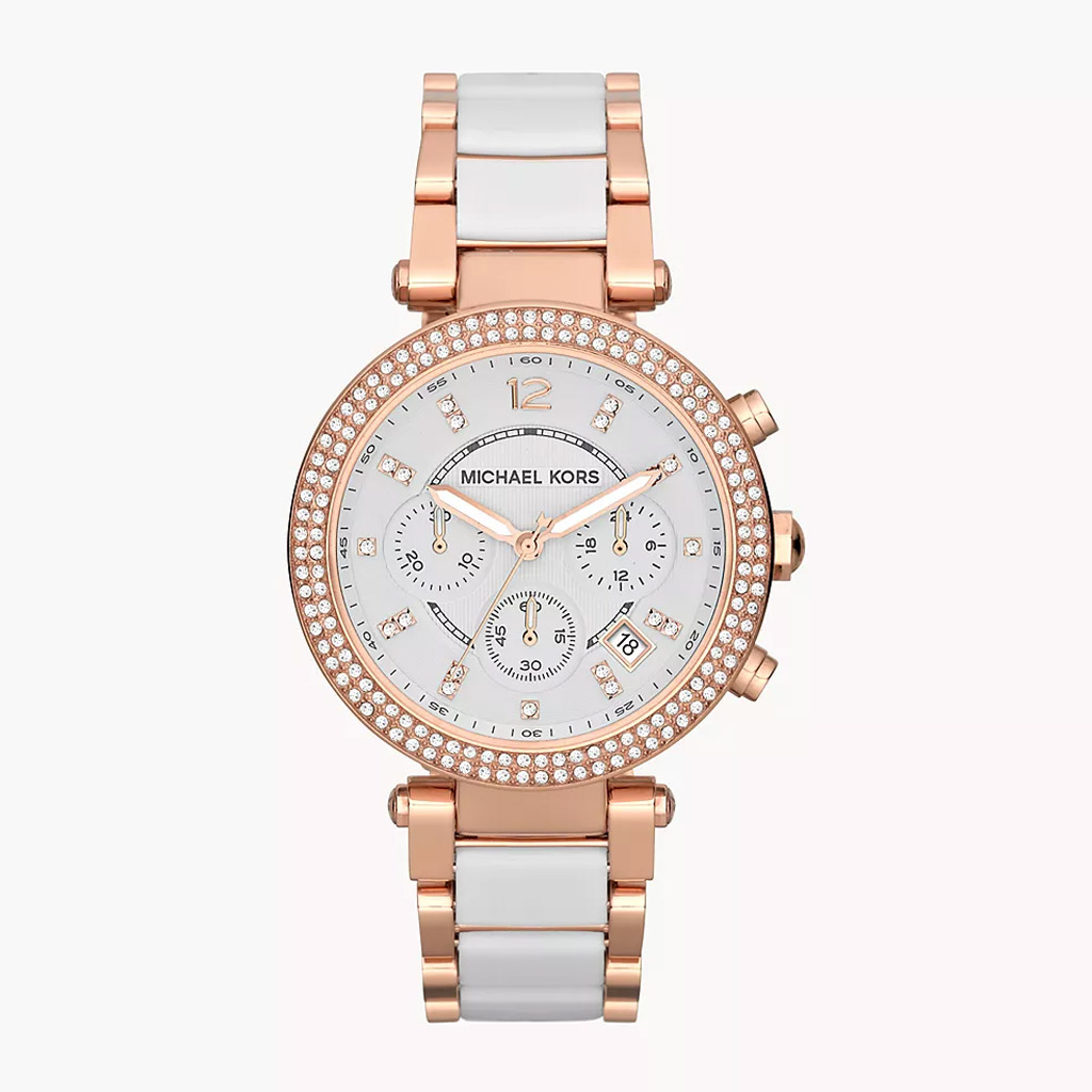 Michael Kors WOMEN'S CHRONOGRAPH SILVER TONE DIAL ROSE