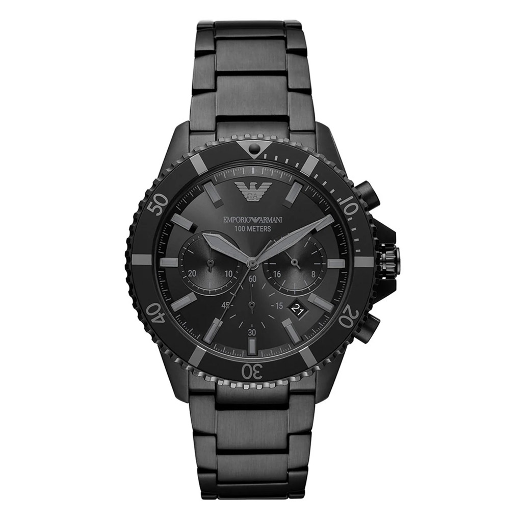 EMPORIO ARMANI Diver Chronograph Quartz Black Dial Men's Watch Item No. AR11363