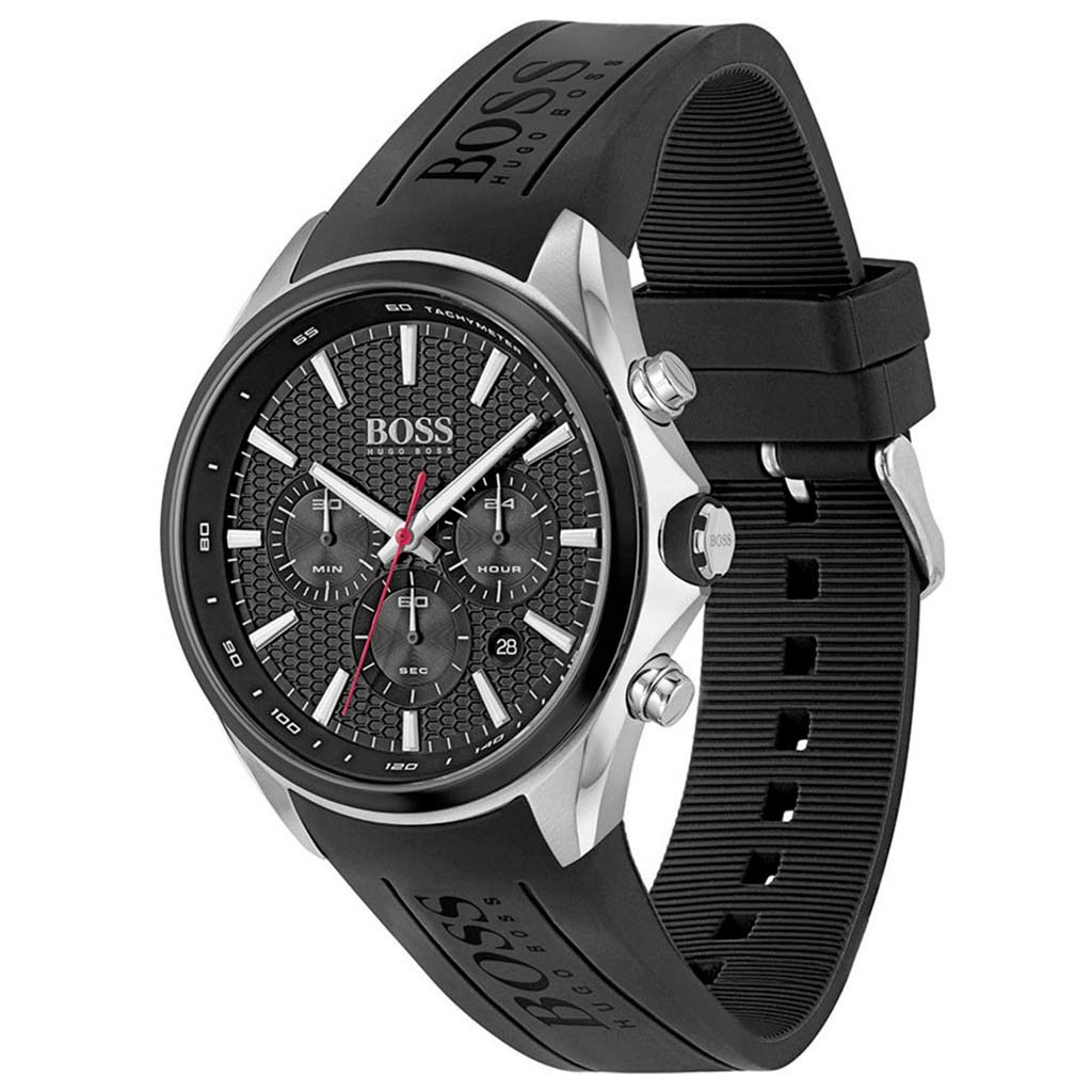 HUGO BOSS Chronograph Quartz Watch for Men with Black Silicone Bracelet – 1513855