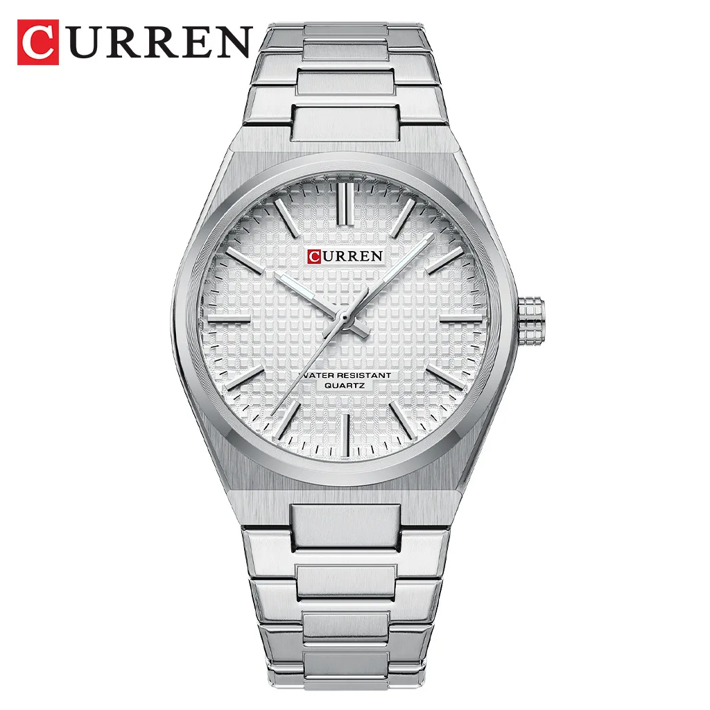 Curren Men Watch 8439 silver and White