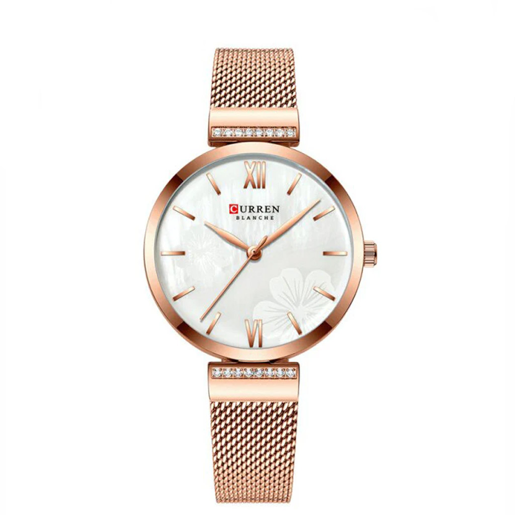 Curren Watch Women M9067 Rose Gold and White