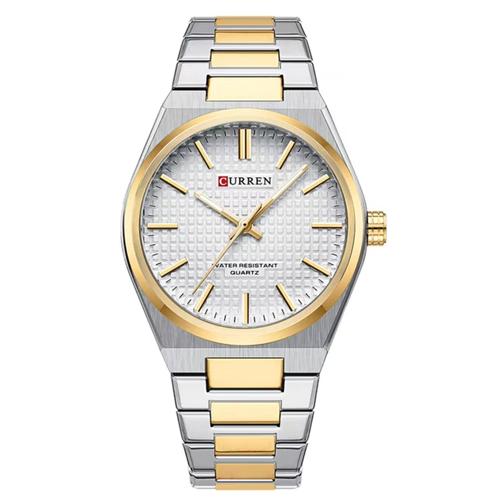 Curren Watch Men m8439 Silver, Gold &amp; White