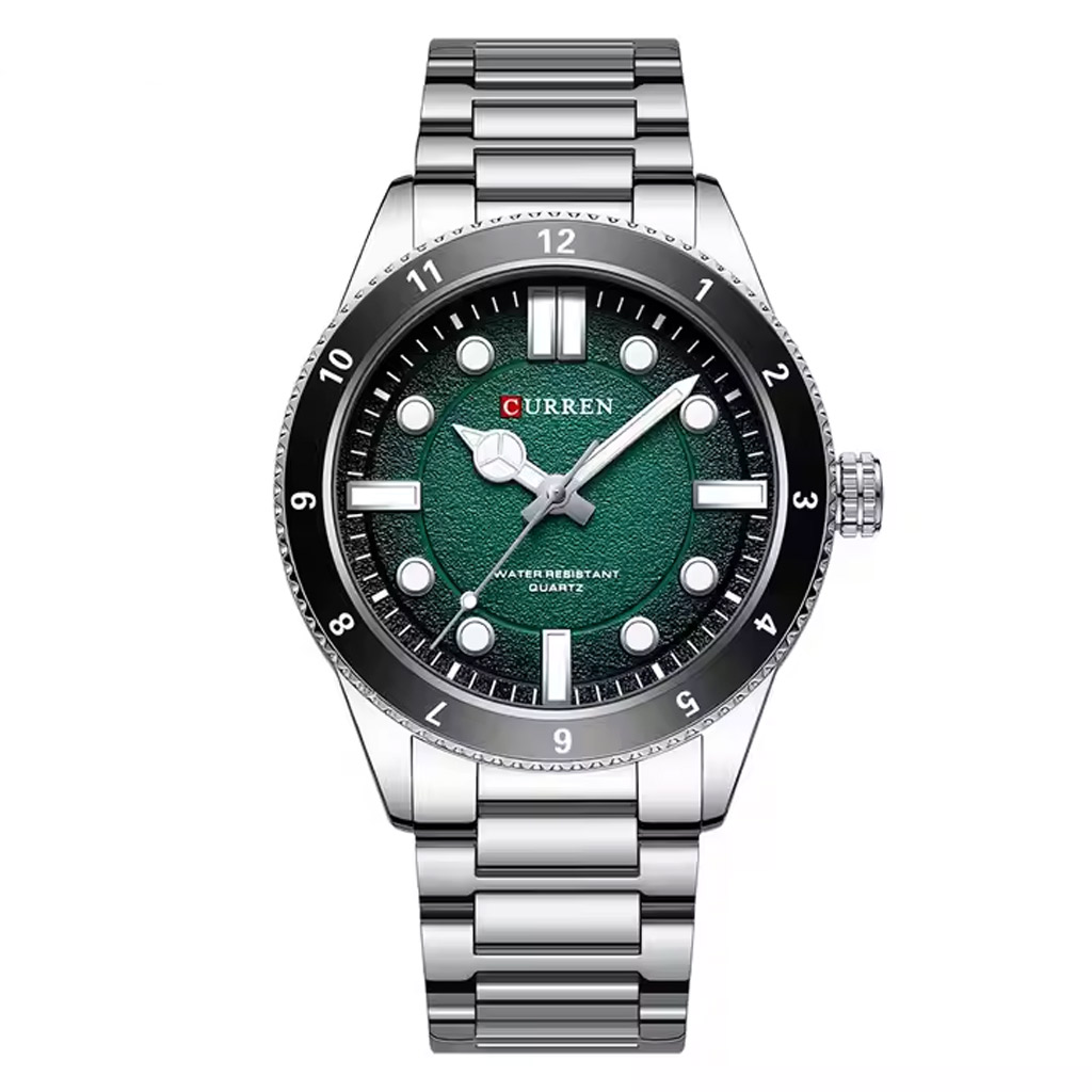 Curren Men Watch m8450 Silver &amp; Green