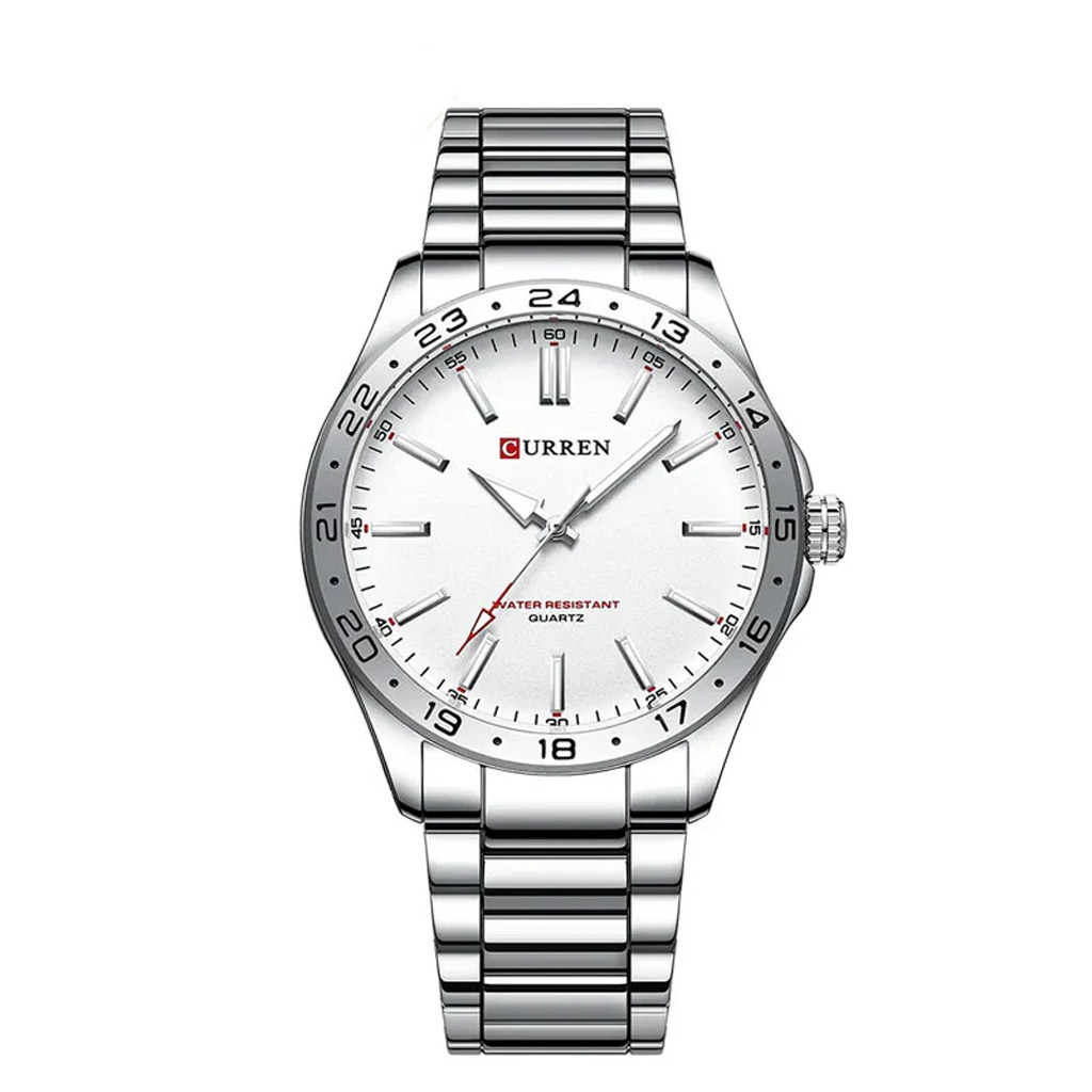 Curren Men Watch m8452 Silver &amp; White