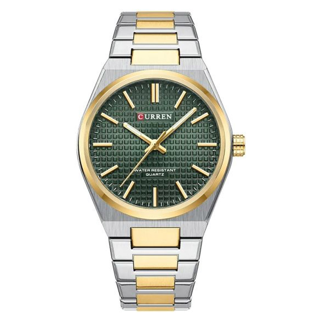 Curren Watch Men m8439 Silver, Gold &amp; Green