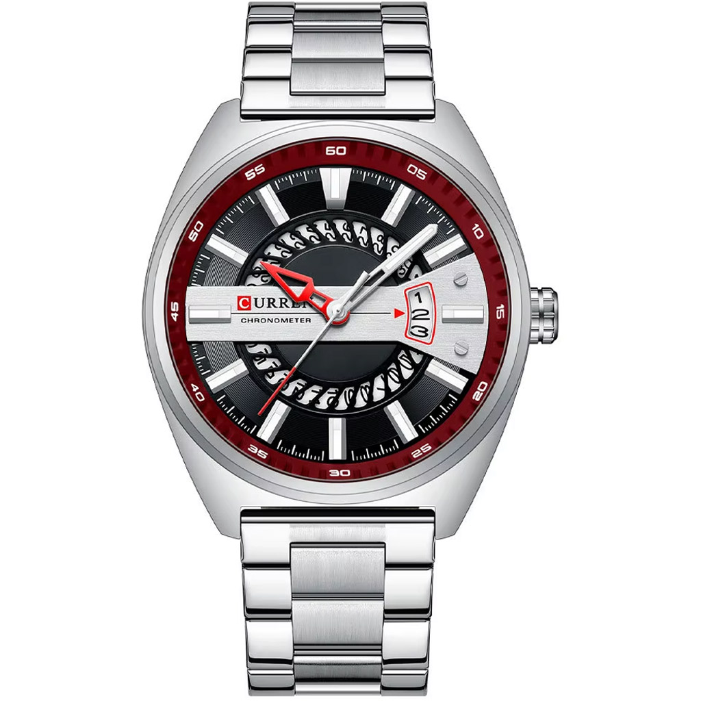 Curren Watch Men m8403 Silver &amp; Red