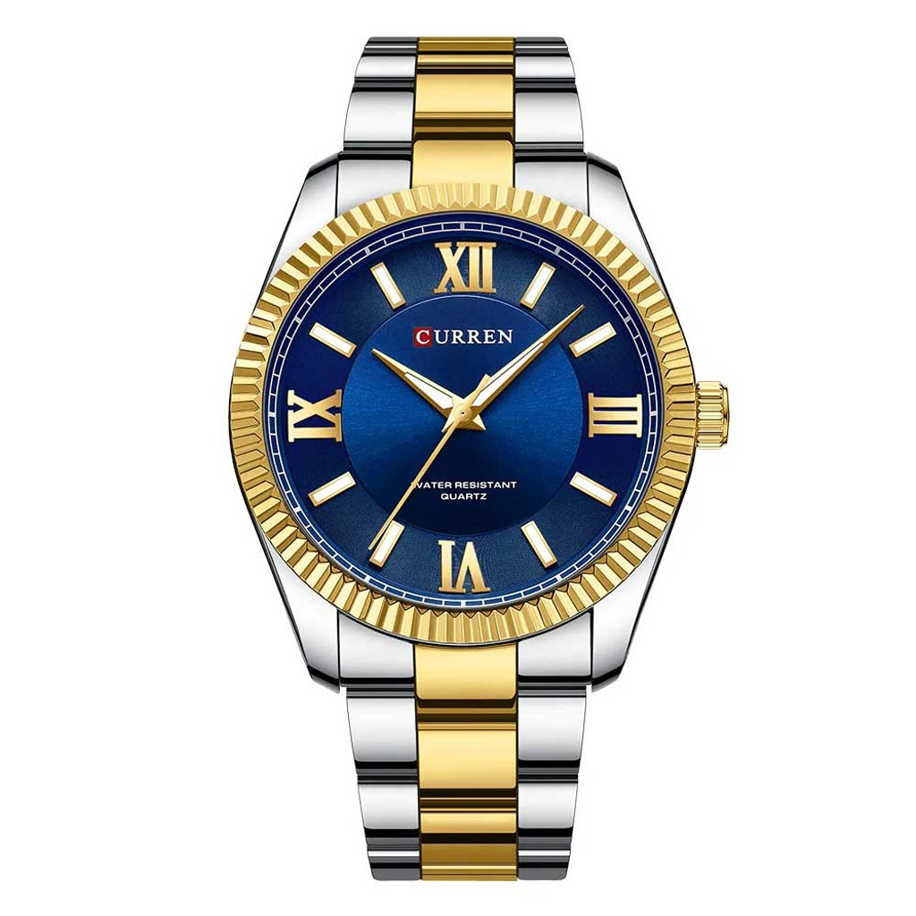 Curren Watch Men m8453 Silver, Gold &amp; Blue