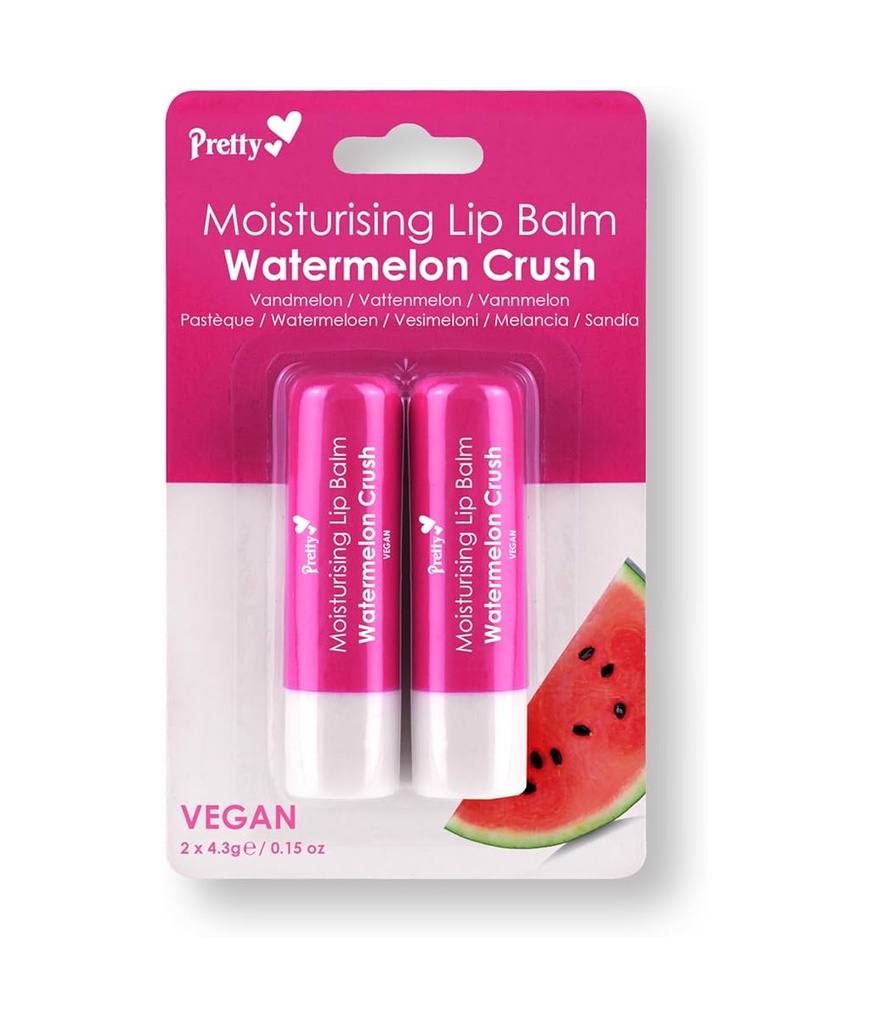 PRETTY Moisturising Lip Balm Watermelon Crush 2x4.3gr