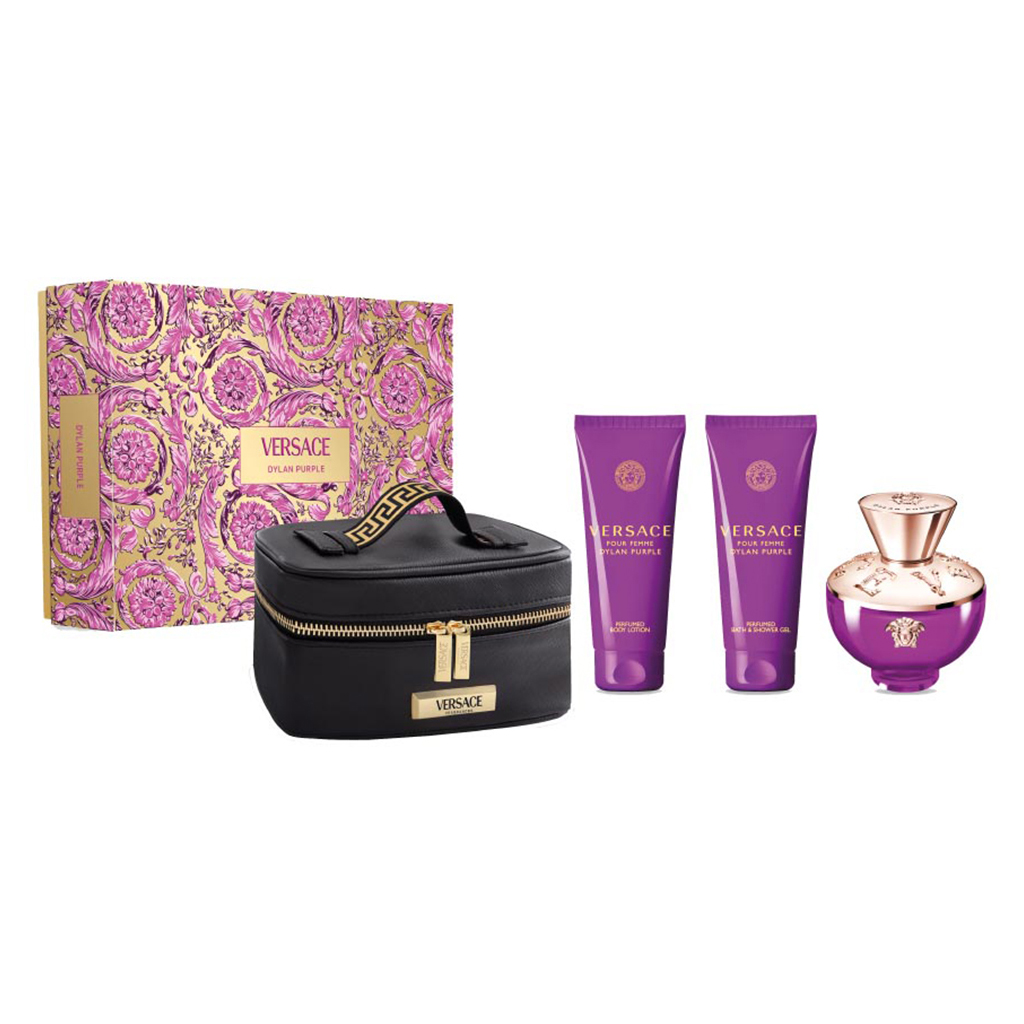 Versace Pour Femme Dylan Purple Set  3.4oz EDP SP+3.4oz BODY LOTION+100ML EDP+Body Lotion + Shower Gel+ Beauty Case