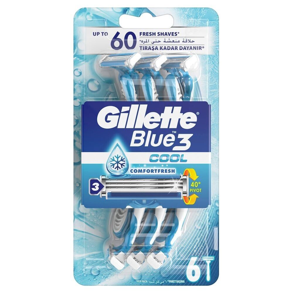 Gillette Blue 3 Plus Cool Disposable Razors, 6pcs