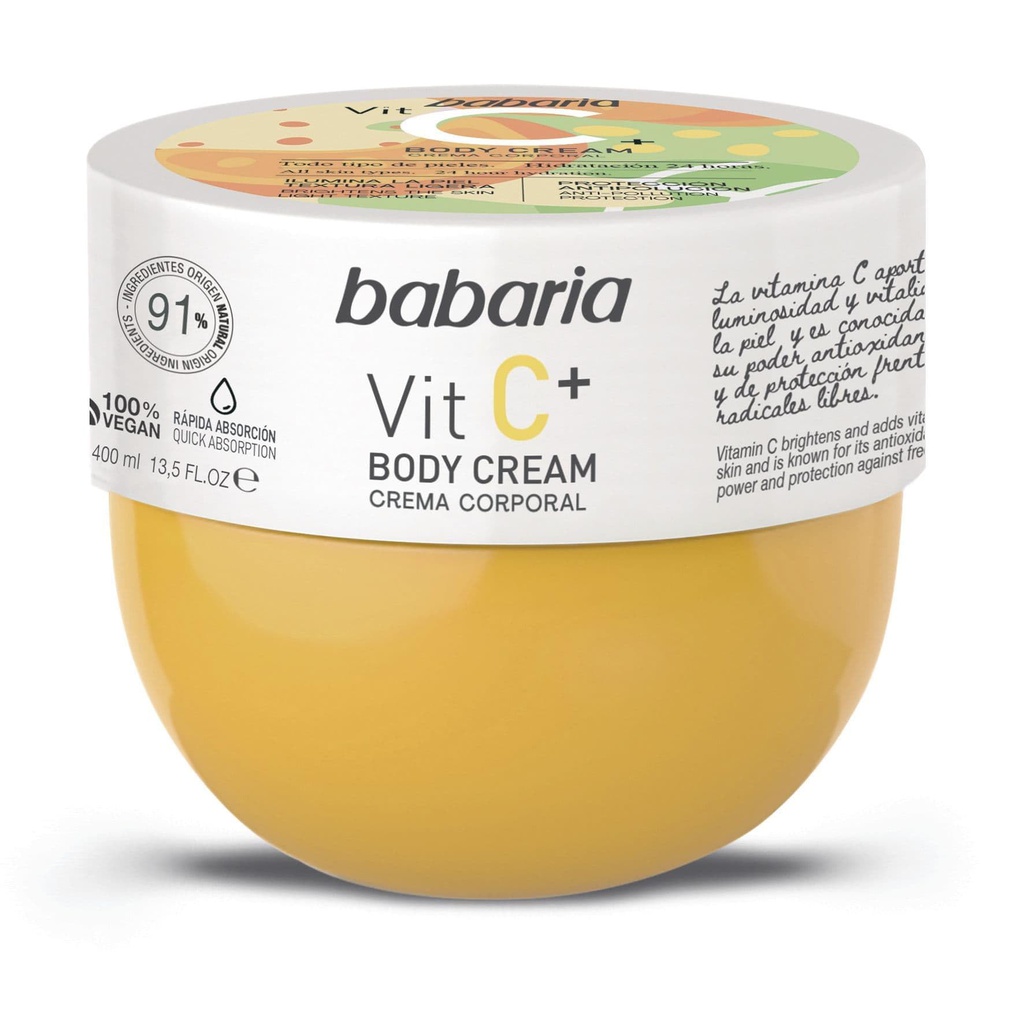 BABARIA Vitamin C Body Cream - 400ml كريم الجسم مرطب بفيتامين سي