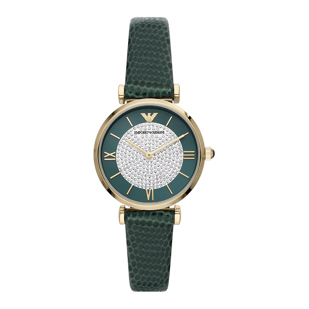 Emporio Armani Women Green Leather Watch (Model: AR11403)
