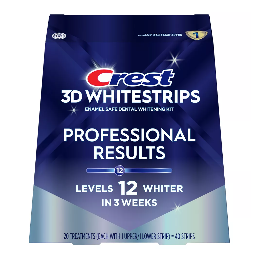 Crest 3D Whitestrips Professional White Teeth Whitening Kit: Contains Hydrogen Peroxide, PVP Material, 20 Treatments (40 Strips 20 upper 20 lower)
