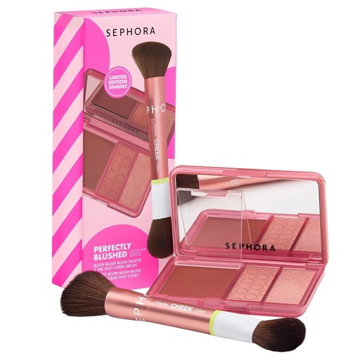 Sephora Collection PERFECTLY BLUSHED SET Blush-palette med & duo-kindpensel 