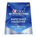 Crest 3D Whitestrips Rapid Smile Makeover At-Home Teeth Whitening Kit Level 10 , 11 Treatments (22 strips, 11upper 11 lower )