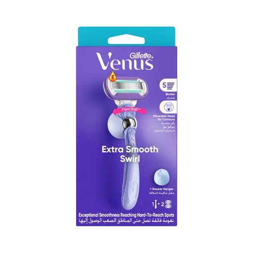 Gillette Venus Deluxe Smooth Swirl Womens Razor Handle + 3 Blade Refills