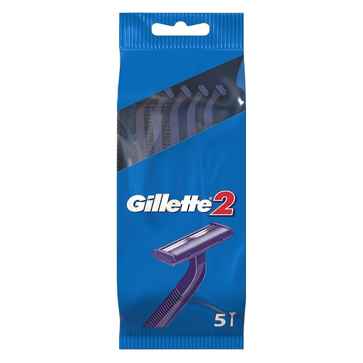 Gillette 2 Blade Disposable Razor Pack of 5 Razors