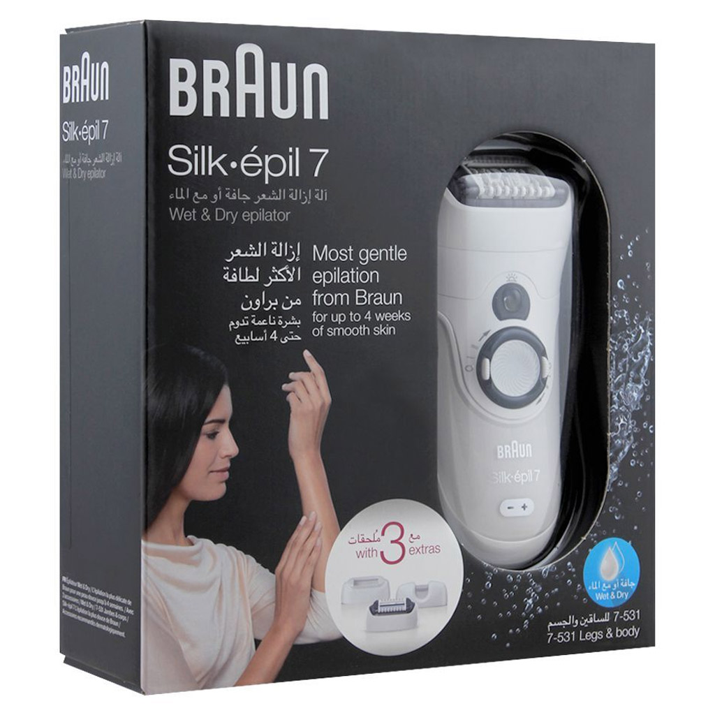 Braun Silk-épil 7 7-531 Wet &amp; Dry Epilator With 3 Extras