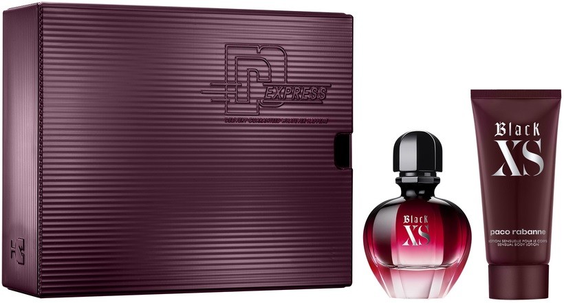 BLACK XS FOR HER SET EDP 80ML BODY LOTION 100ML BY PACO RABANNE AlSayyed Cosmetics Makeup Skincare Fragrances and Beauty