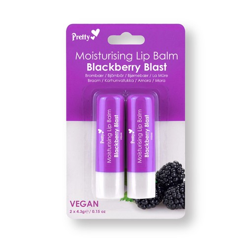 PRETTY Moisturising Lip Balm Blackberry Blast 2x4.3gr