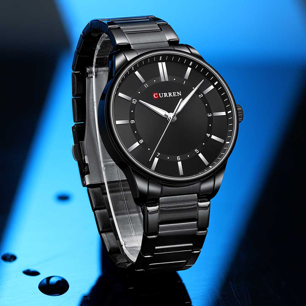 Curren black analog watch deals