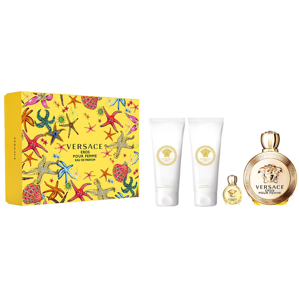 VERSACE Eros Pour Femme Gift Set Fragrances 4PCS AlSayyed Cosmetics Makeup Skincare Fragrances and Beauty